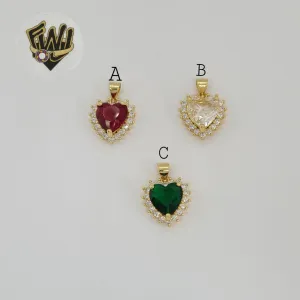 (1-2467-4) Gold Laminate - Zircon Heart Pendants - BGO