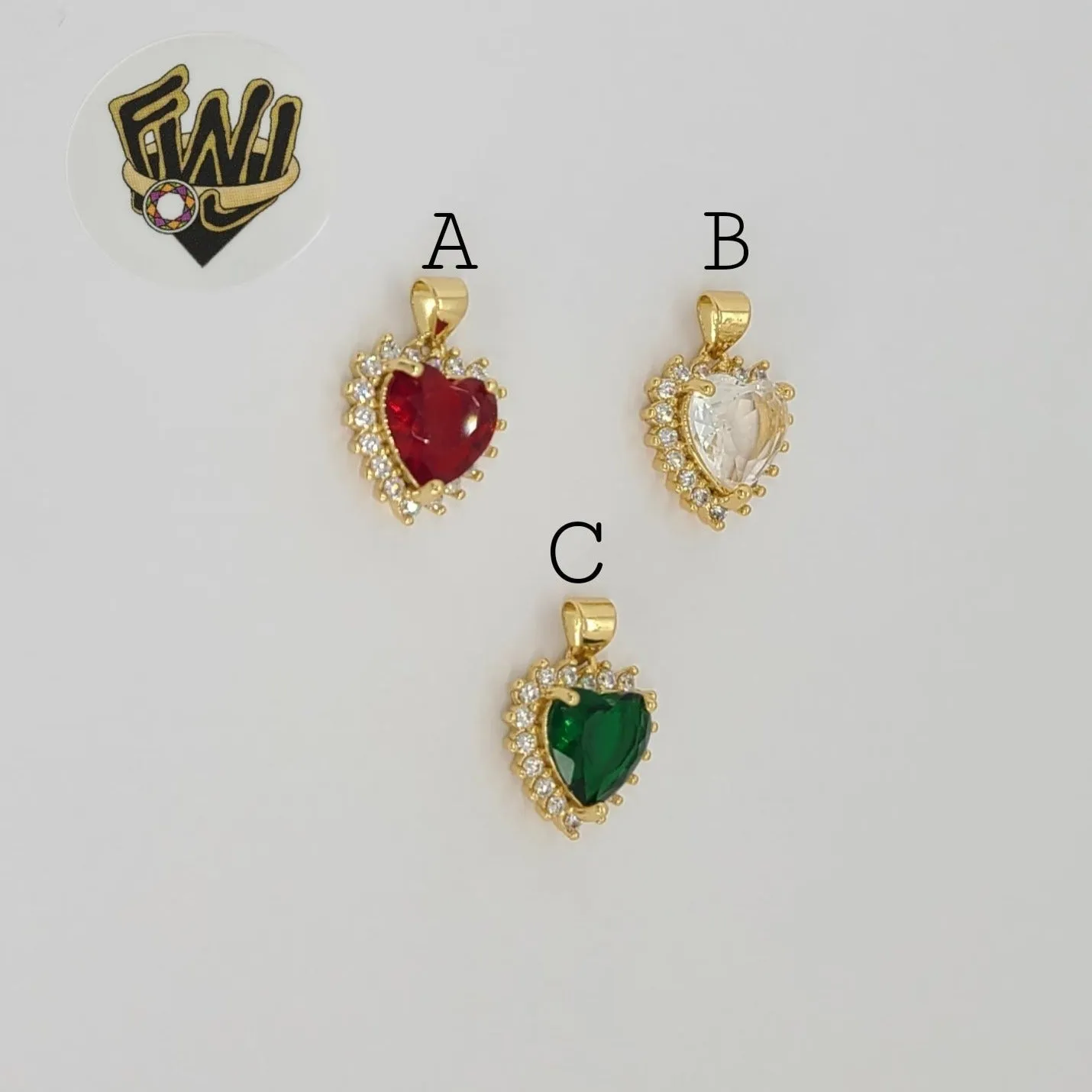 (1-2467-4) Gold Laminate - Zircon Heart Pendants - BGO