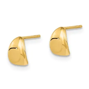 14K Gold Curved Leaf Post Earrings