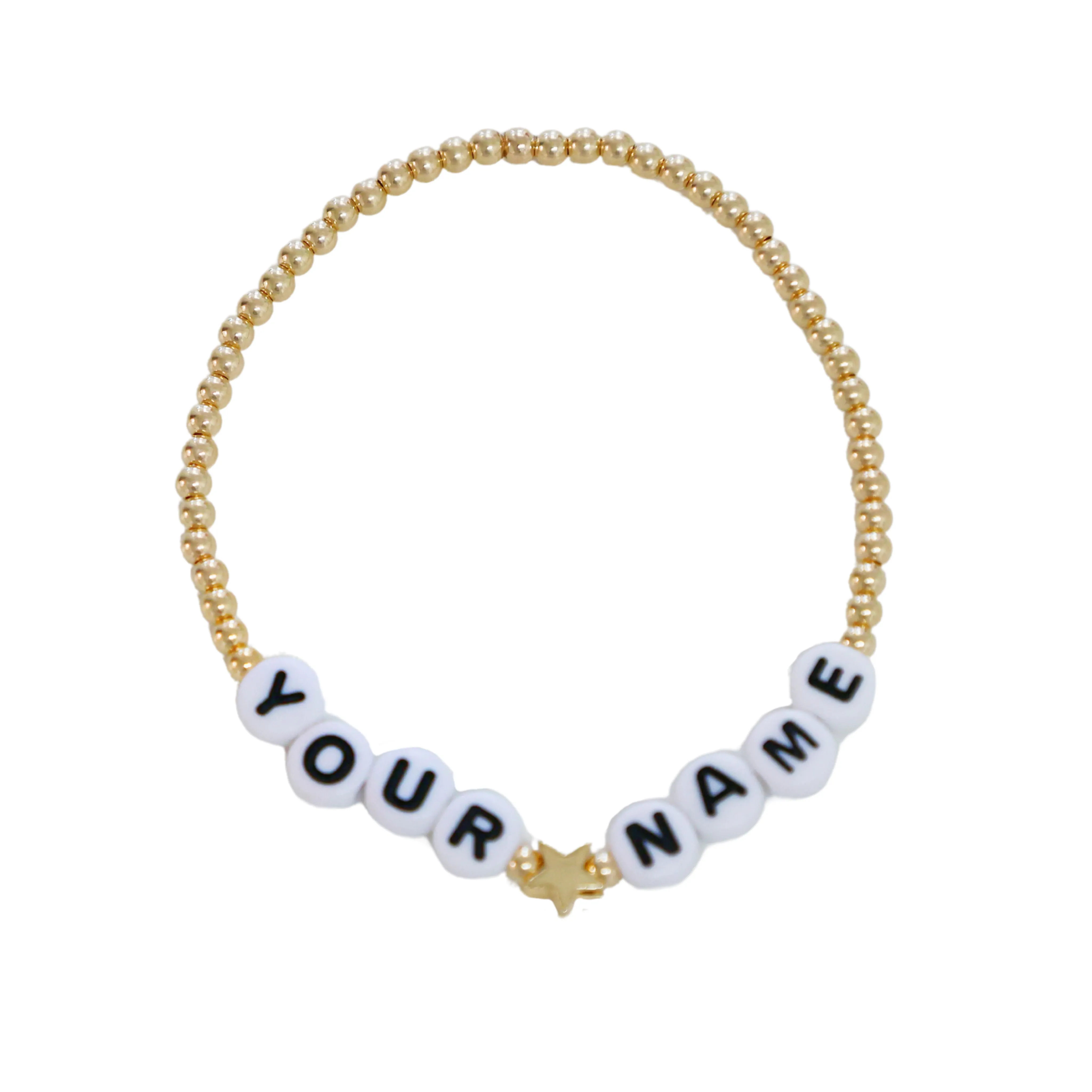 14k Gold filled Personalized Beaded Name Bracelet