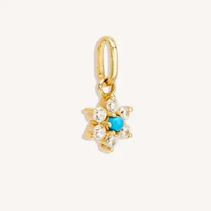 14k Gold Lotus Flower Turquoise Necklace Pendant