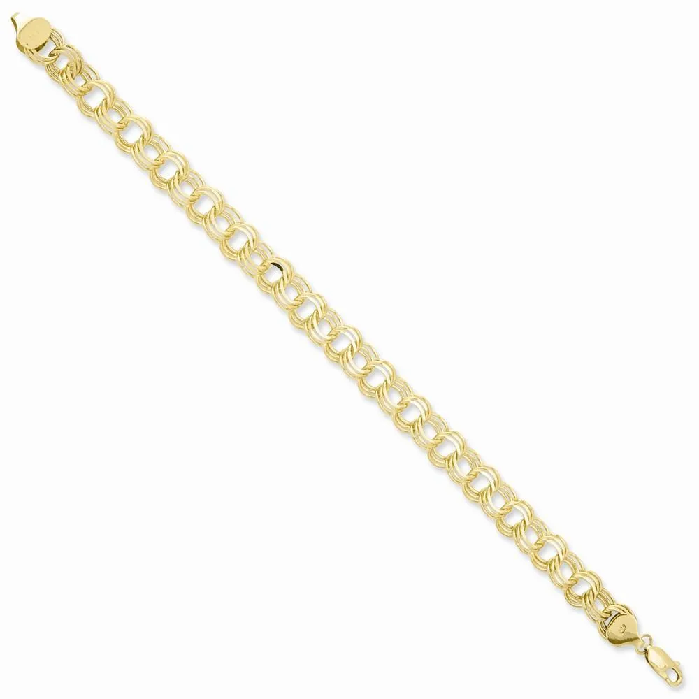 14k Gold Triple Link Charm Bracelet