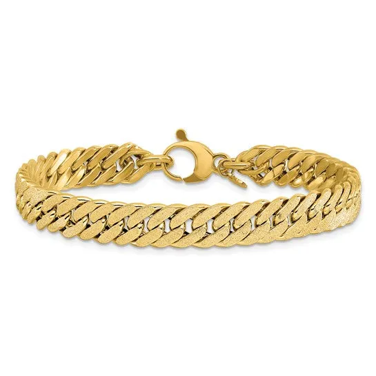 14K Polished and Satin Reversible Curb Bracelet