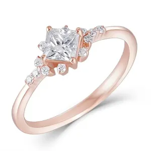 14k Rose Gold Princess Cut Moissanite Ring 0.4ct Center Stone