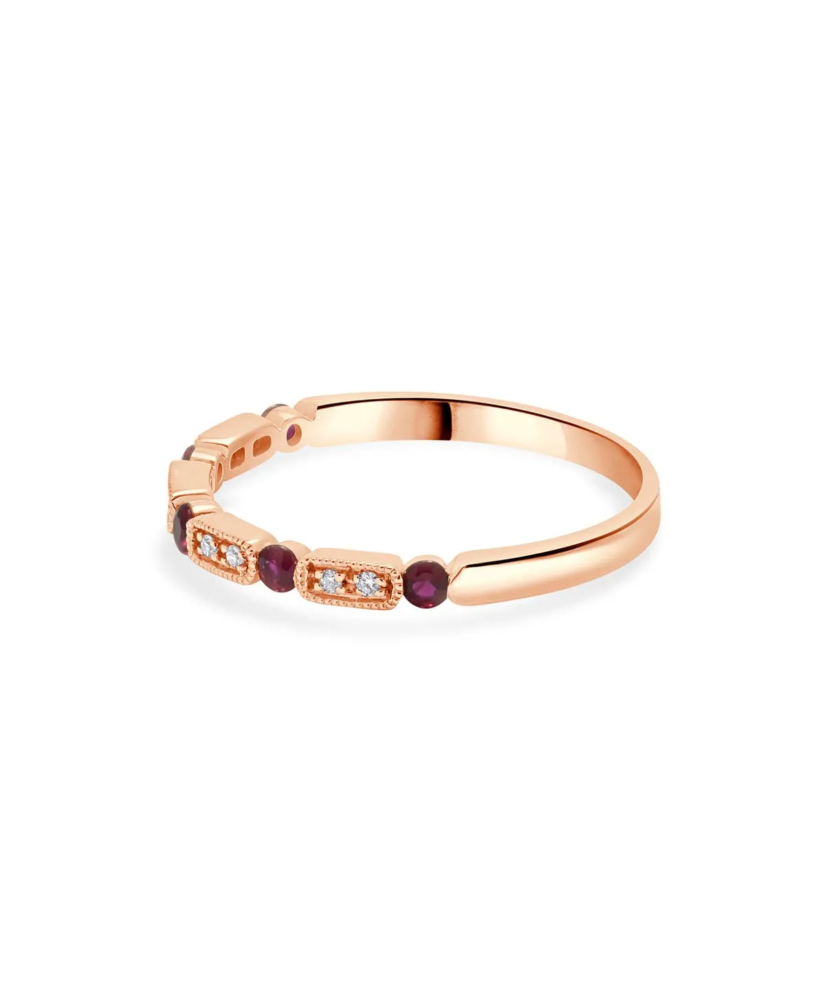 14K Rose Gold Ruby and Diamond Stacking Band Ring