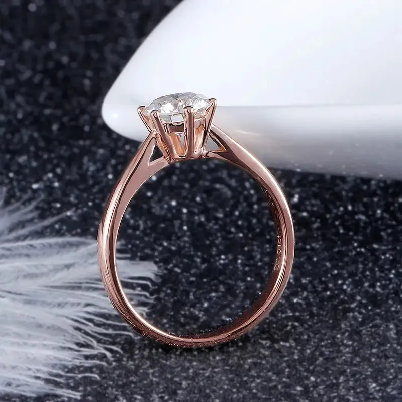 14k Rose Gold Solitaire Moissanite Ring 1ct