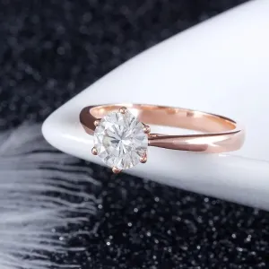 14k Rose Gold Solitaire Moissanite Ring 1ct