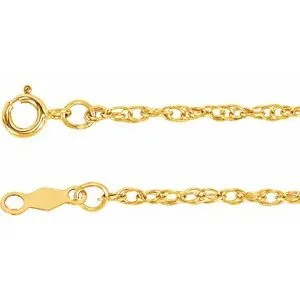 14K Yellow 1.5 mm Rope 7" Chain