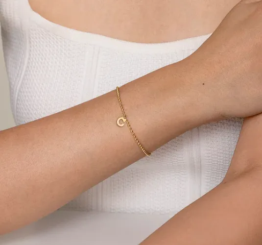 14K Yellow Gold Bujukan Initial C Bracelet