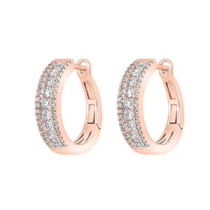 14KT Pink Gold & Diamond 3 Row Fashion Earrings   - 3/4 ctw