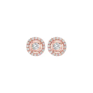 14KT Pink Gold & Diamond Tru Reflection Fashion Earrings  - 3/4 ctw