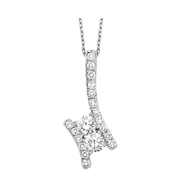 14KT White Gold & Diamond Classic Book TWO Stone Jewelery Neckwear Pendant  - 3/4 ctw