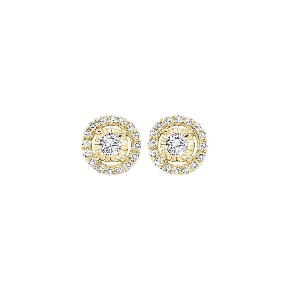 14KT Yellow Gold & Diamond Tru Reflection Fashion Earrings  - 3/4 ctw