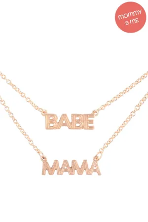 14" "Mini" With 16" "Mama" 2 Set Layered Necklace Gold - Pack of 6