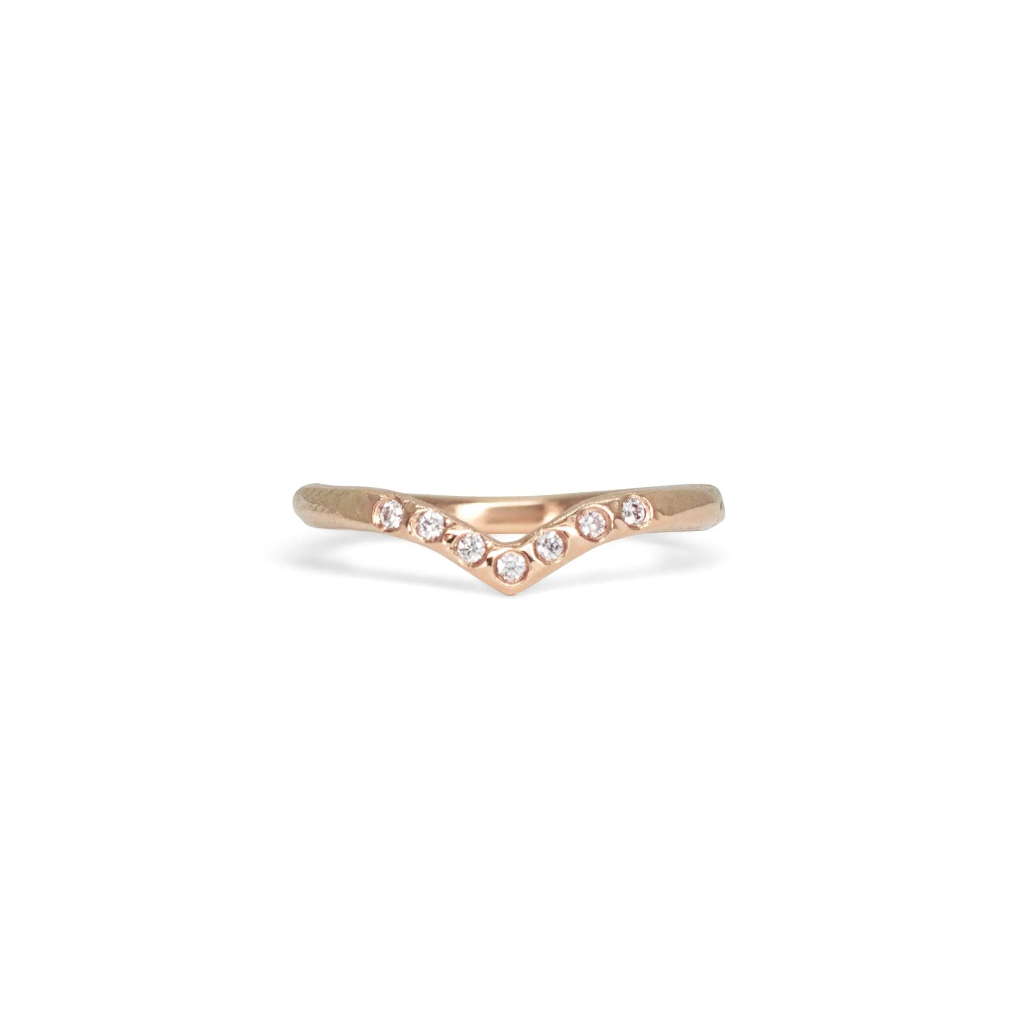 18K Textured Contour Band with Diamonds- Point