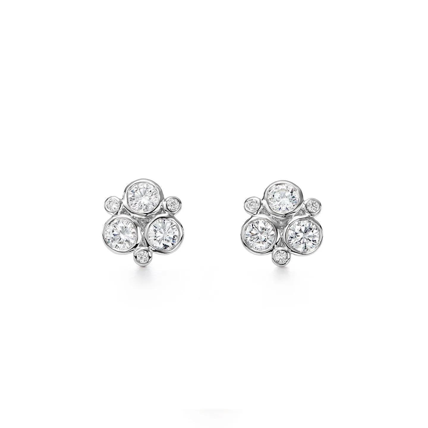 18K White Gold Classic Trio Earrings