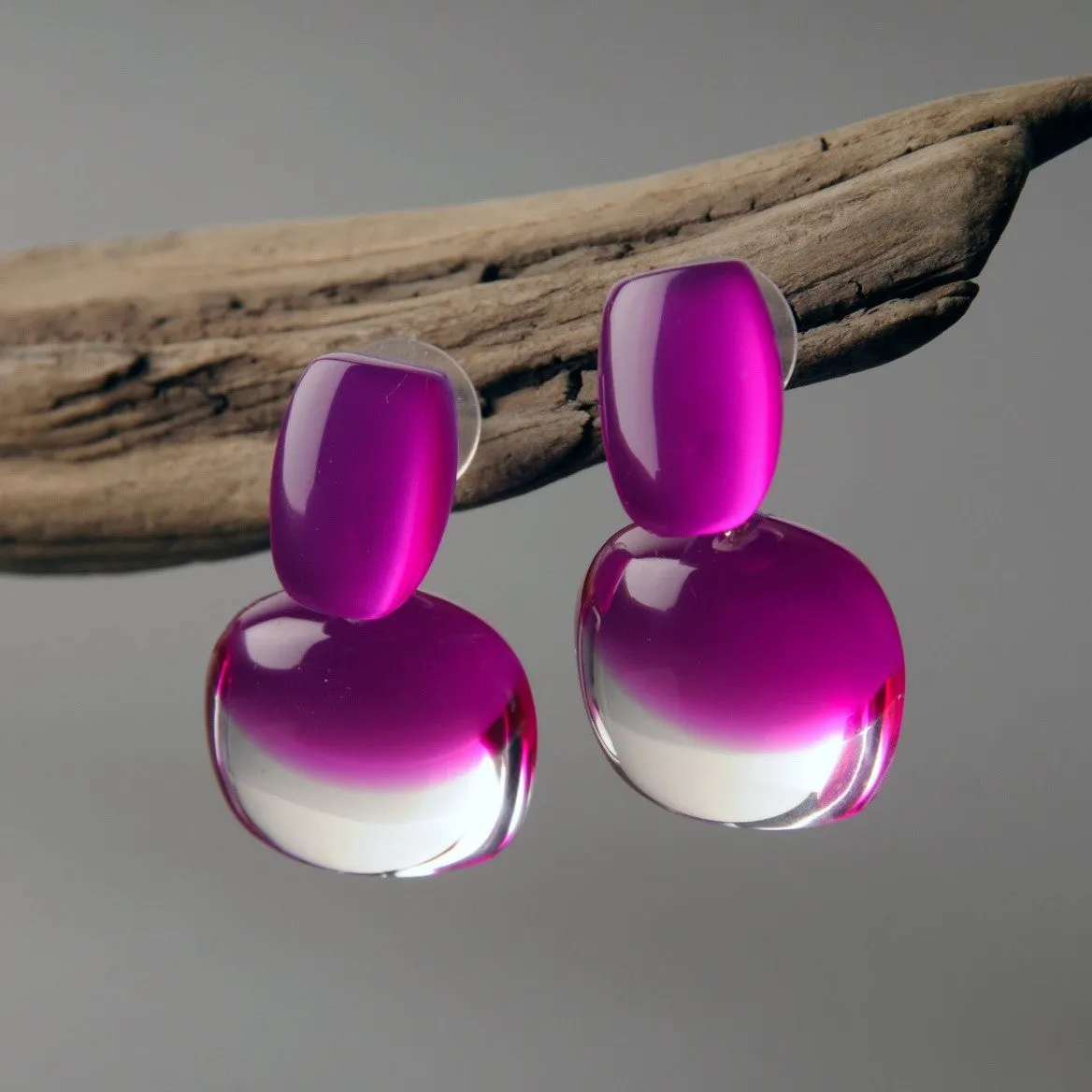 Acrylic Magenta Pink Earrings