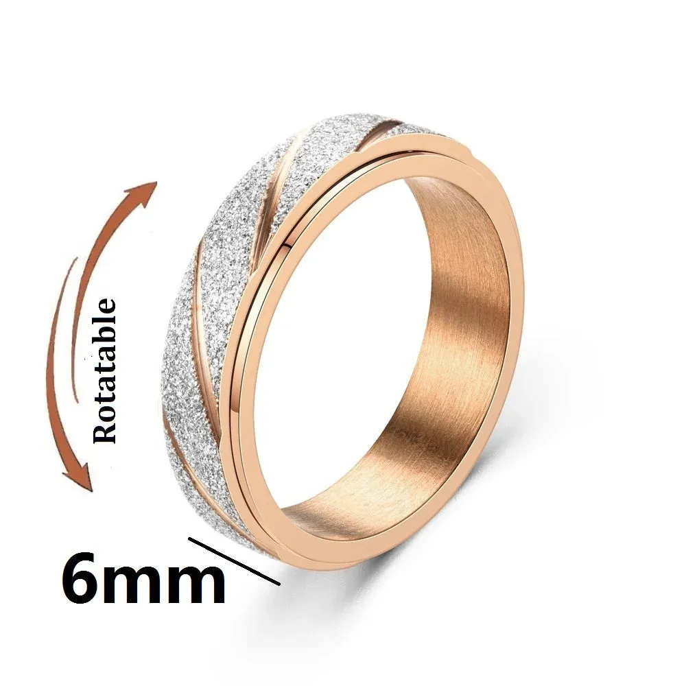 Anti Stress Anxiety Fidget Spinner Couple Rings For Lovers Rotating Stainless Steel Wedding Band Knuckle Rings Jewelry Anillo