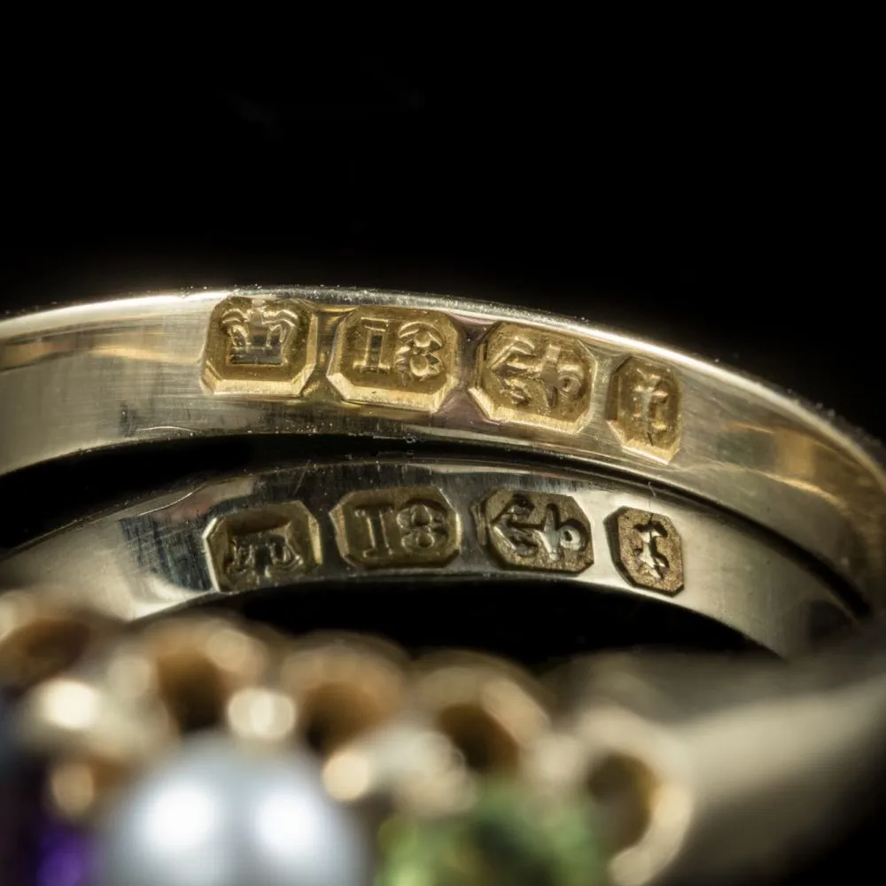 Antique Edwardian Suffragette Ring 18Ct Gold Dated 1917