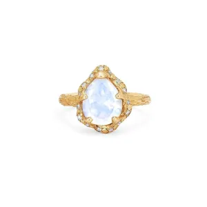 Baby Queen Water Drop Moonstone Ring with Sprinkled Diamonds