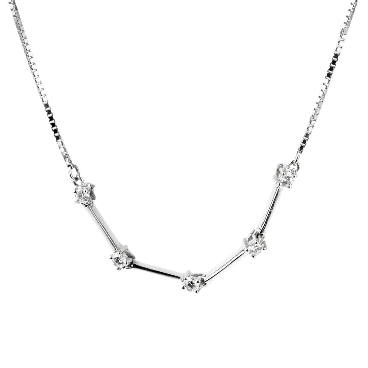 Banco Oro Diamond Line White Gold Necklace