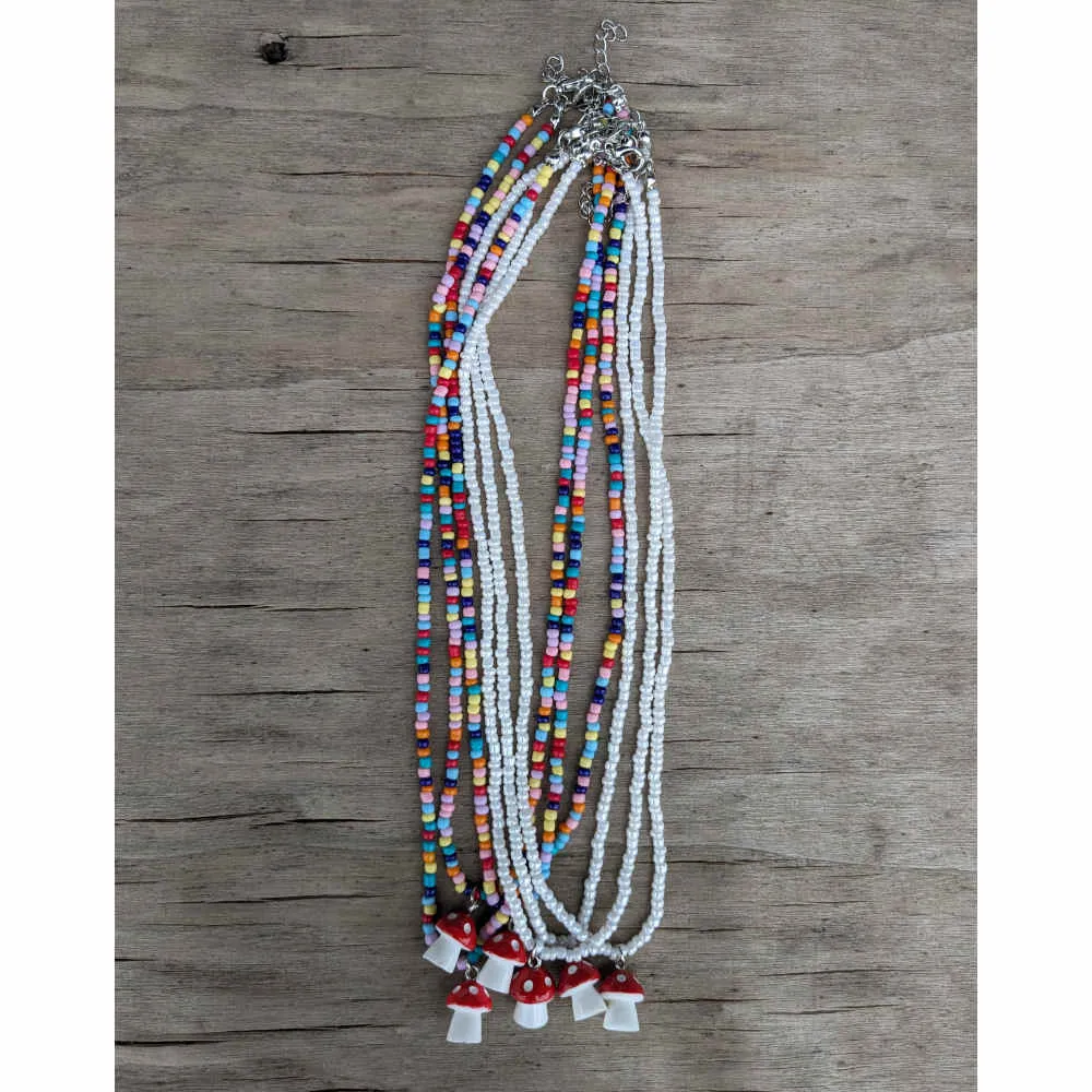 Beaded Mushroom Necklace