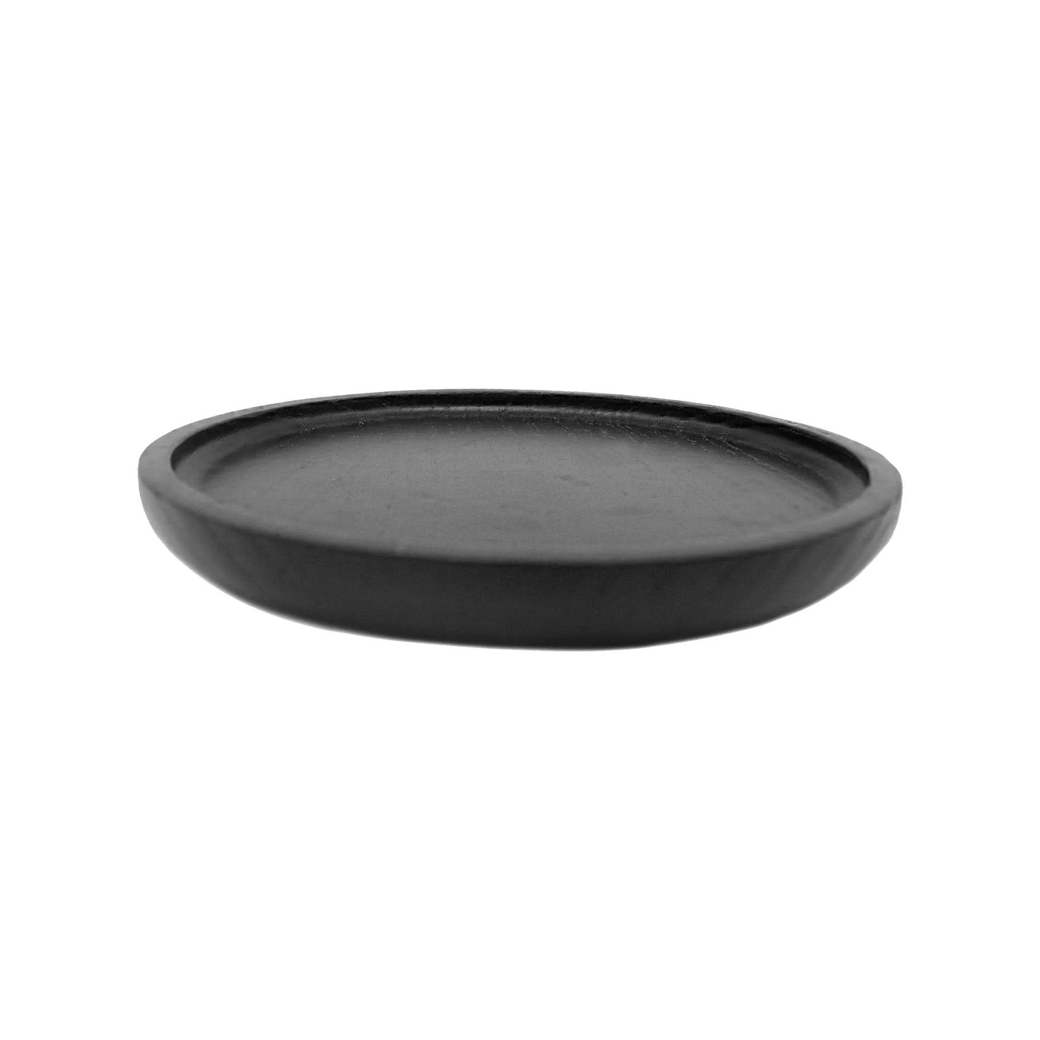 Black Round Wood Tray