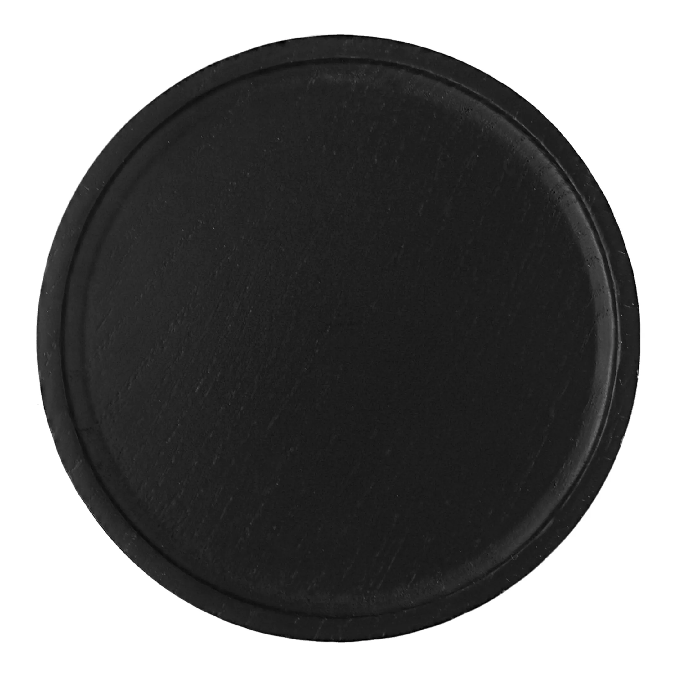 Black Round Wood Tray