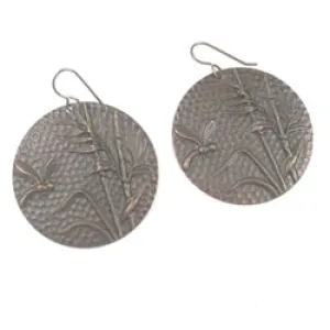 Bold Brass Dragonfly Coin Earrings