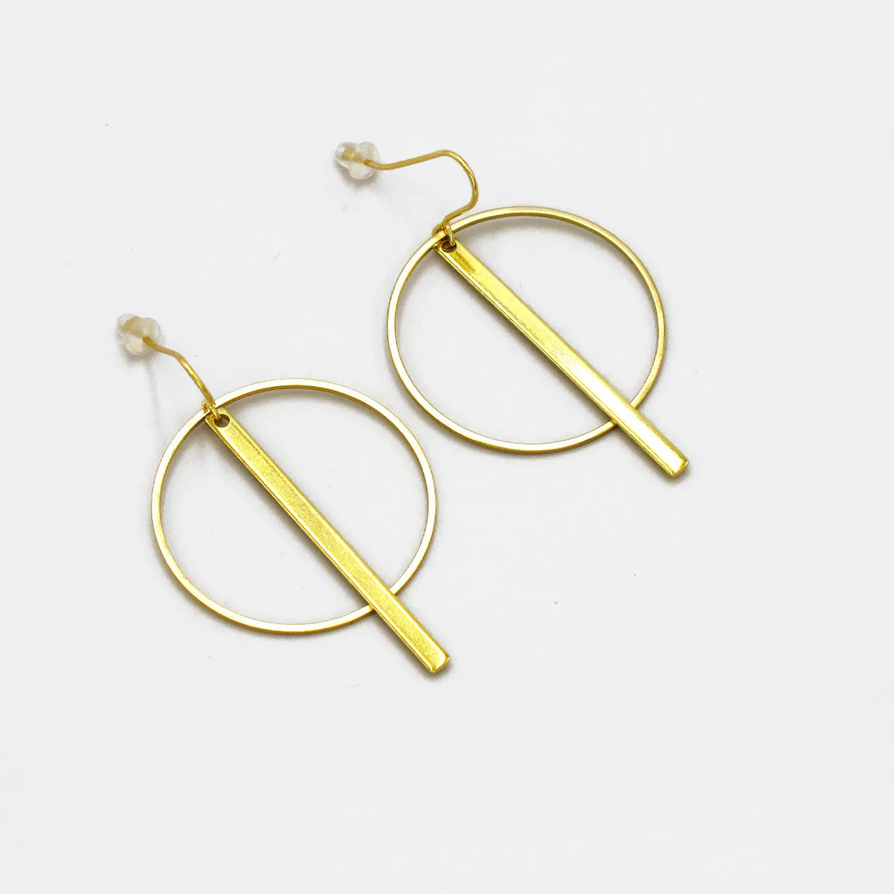 Brass Ring and Bar Earrings