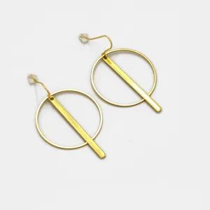 Brass Ring and Bar Earrings