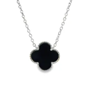 CA160 Black Flower Necklaces 1 Black Clover