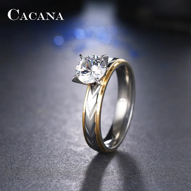 CACANA Stainless Steel Rings For Women Fashion Jewelry Wholesale NO.R108