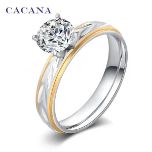 CACANA Stainless Steel Rings For Women Fashion Jewelry Wholesale NO.R108