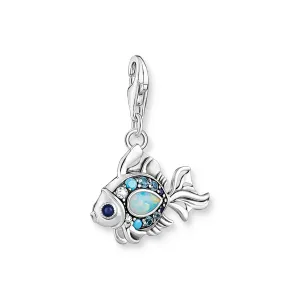 CHARM CLUB STERLING SILVER BLUE SPINAL FISH CHARM