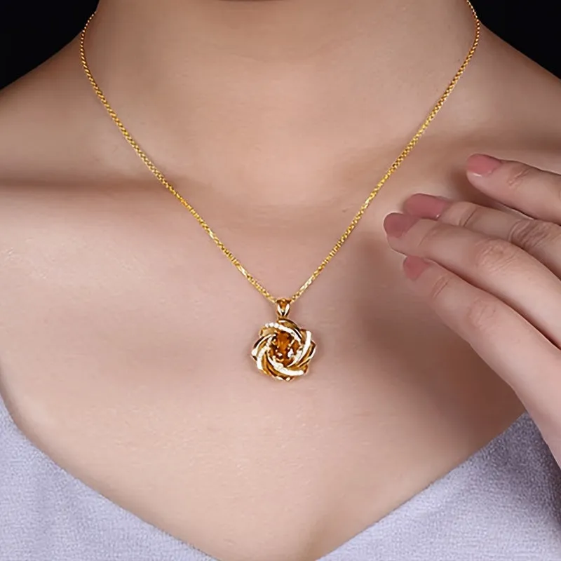 Chic Spiral Flower Pendant Necklace Perfect Gift for Special Occasions