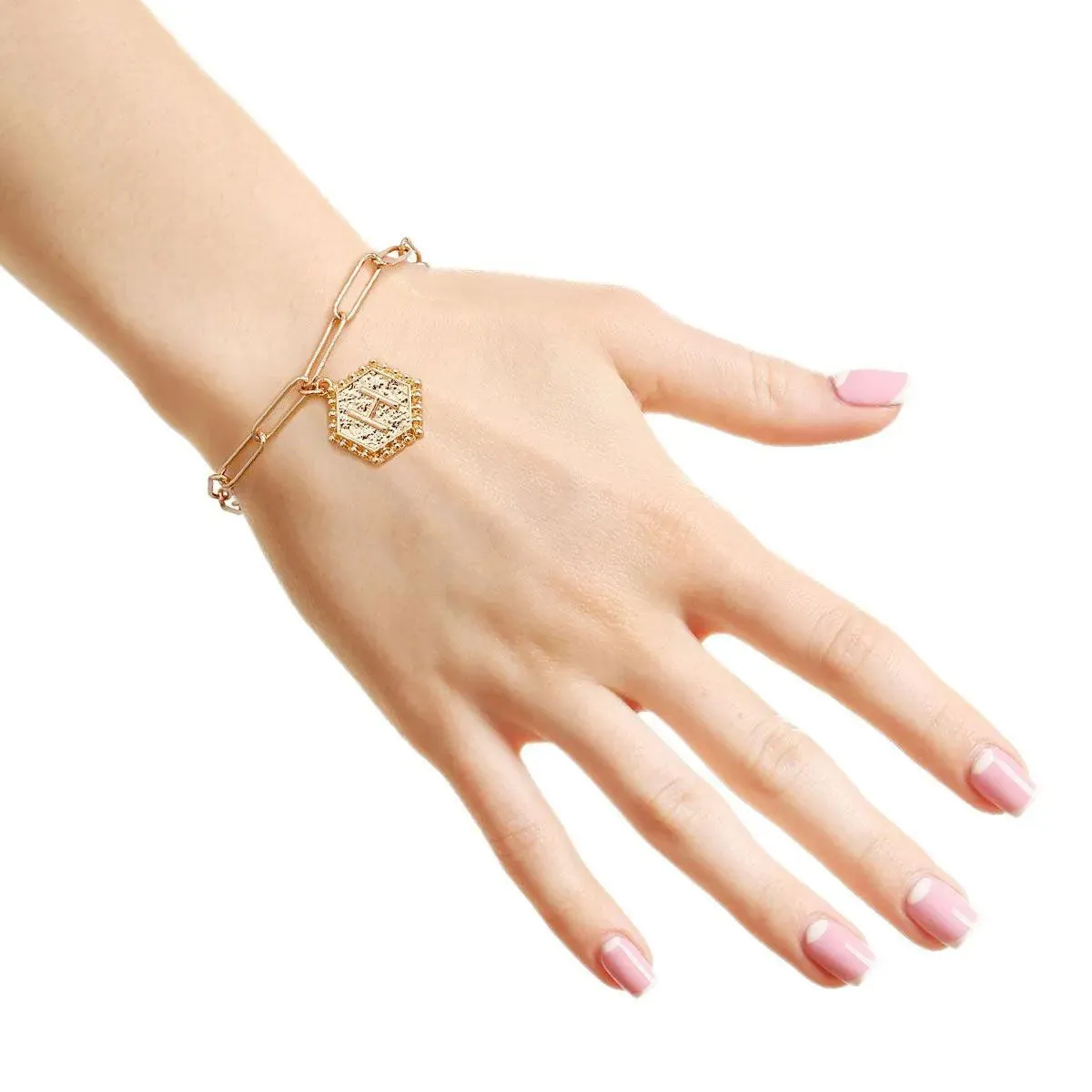 Chic Women's Gold Bracelet with Initial H Charm - Personalized Gift Idea