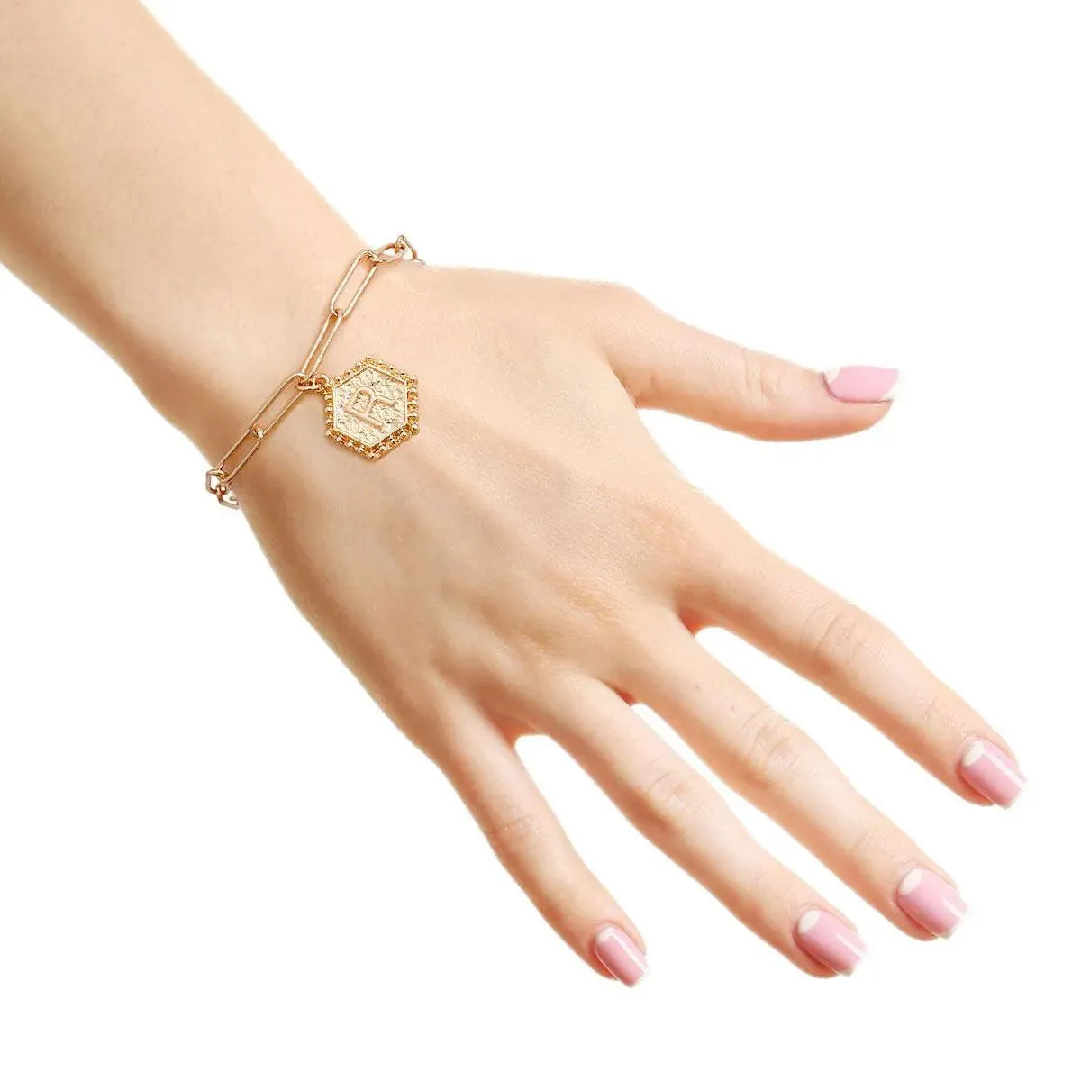 Chic Women's Gold Bracelet with Initial R Charm - Personalized Gift Idea