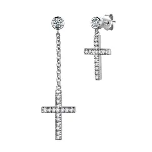 Classic Asymmetry Small Cross Earrings Women Mens Jewelry Sterling Silver