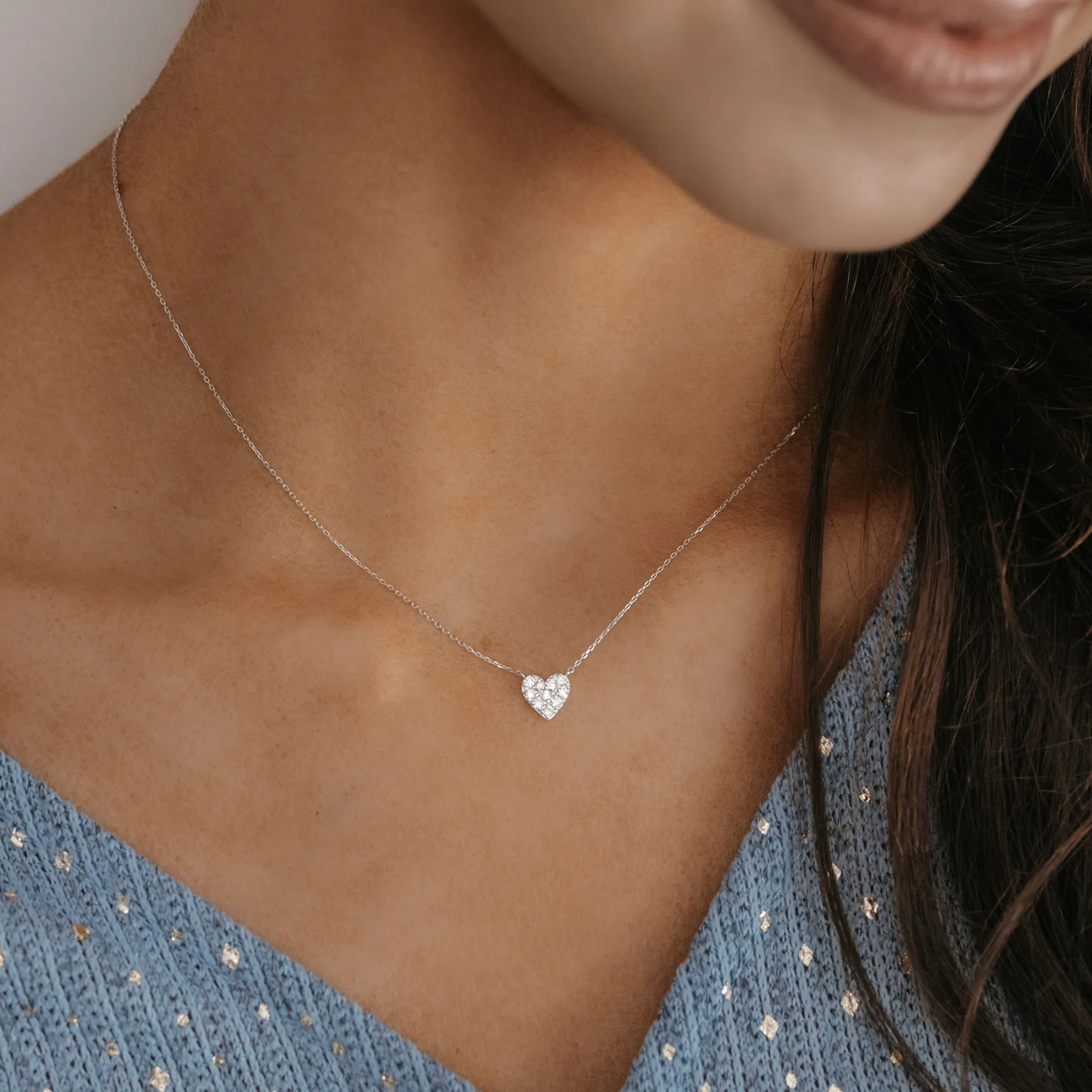 Classic Pave Mini Heart Diamond Necklace