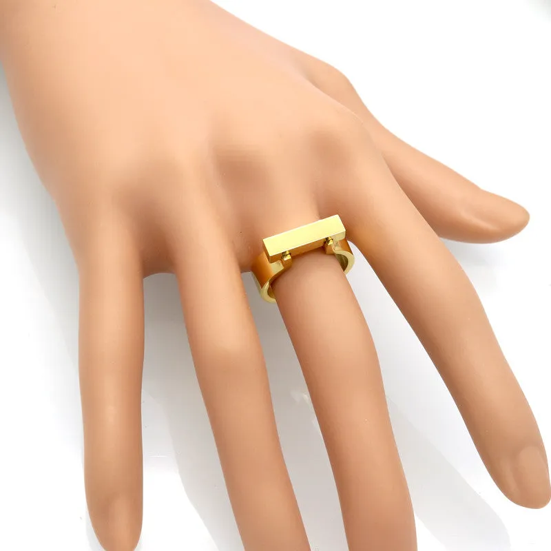 Classics Stainless Steel Jewelry Horseshoe Flat Shackle Brand Ring Punk Finger Love Ring Gold Plated Square Shape Ring For Women