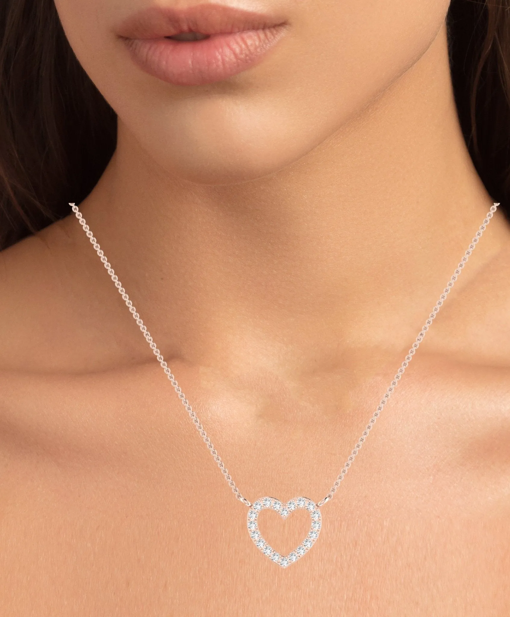 Clementine Heart Shaped Moissanite Accented Necklace