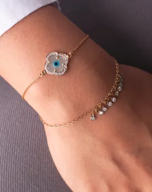 Clover Evil Eye Bracelet with Both Diamonds