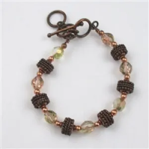 Copper and Fire Polished Czech Crystal Bracelet