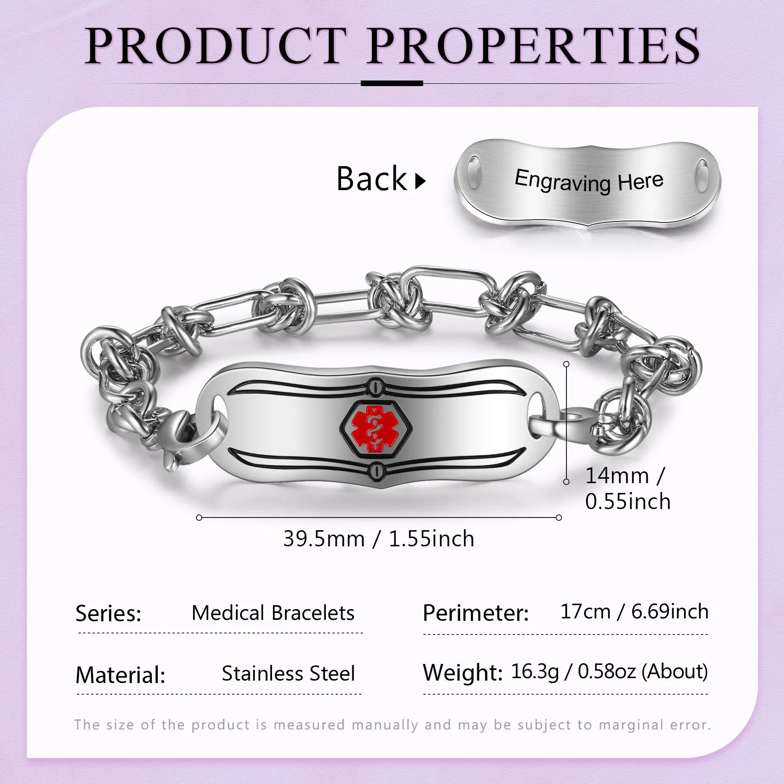 Custom Medical Stainless Steel Bracelet