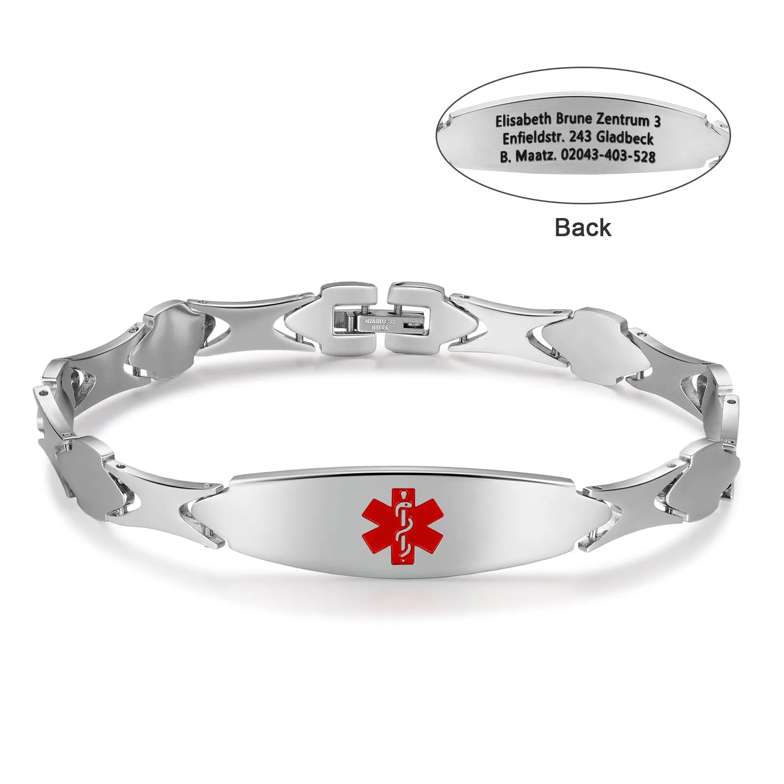 Custom Stainless Steel Medical Women Bracelet