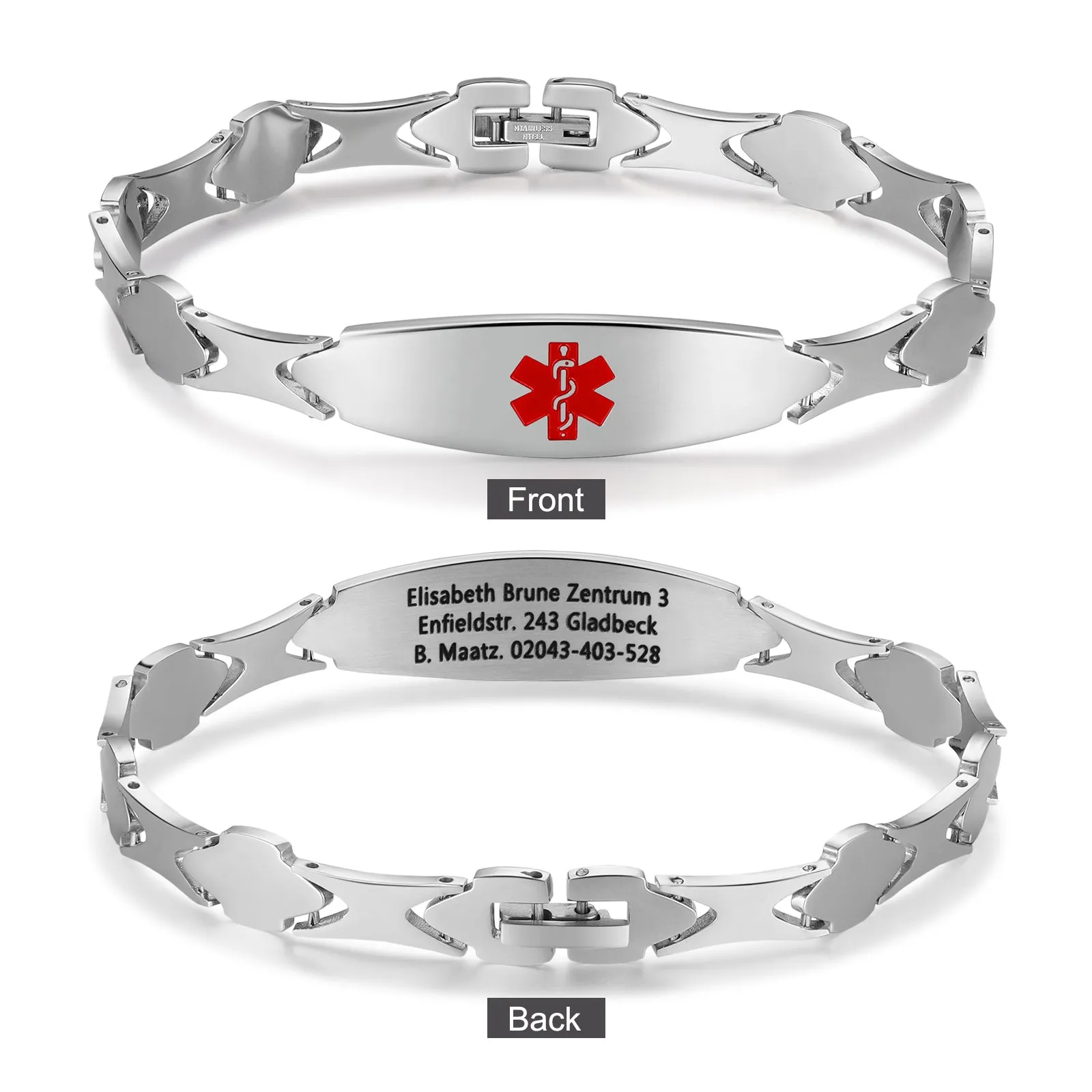 Custom Stainless Steel Medical Women Bracelet