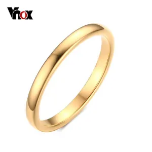 Cute Women's Gold-Color Rings Trendy 2 mm