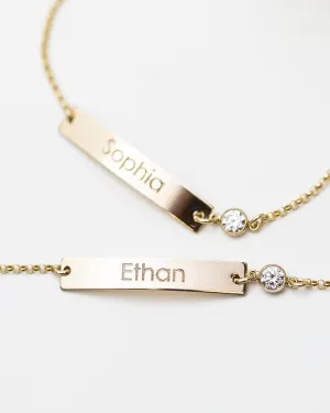 CZ Name Plate Bracelet with Custom Engraving