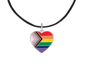 Daniel Quasar Heart Flag Charm on Black Cord Necklaces